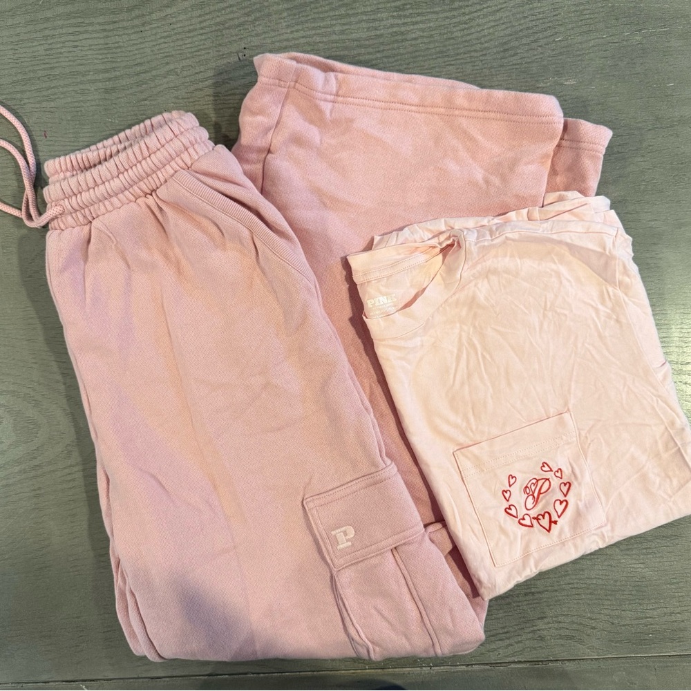 PINK Victoria's Secret Light Pink Wide Leg Pants